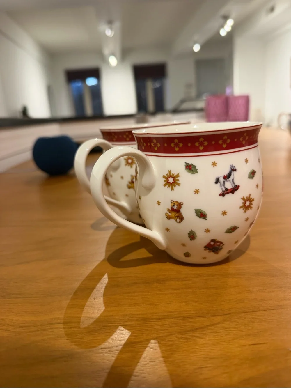 Villeroy & Boch Red & White Holiday Ceramic Mugs - Set of 2